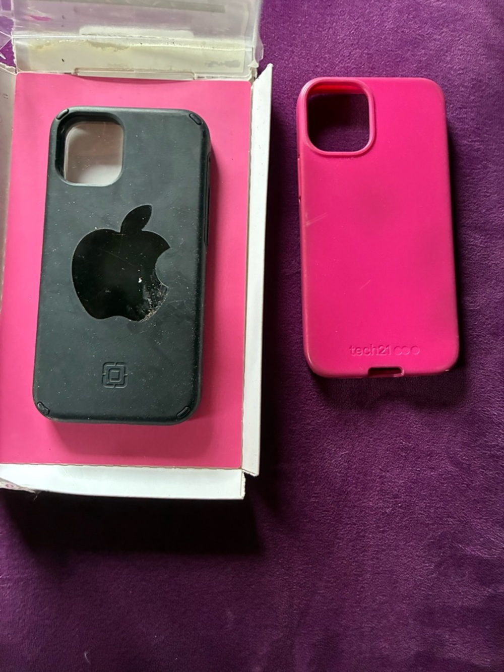 tech21 iPhone Case in Black and Bright Pink Protective Shellac
